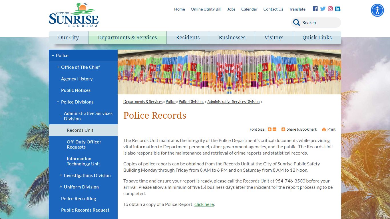 Police Records | City of Sunrise, FL