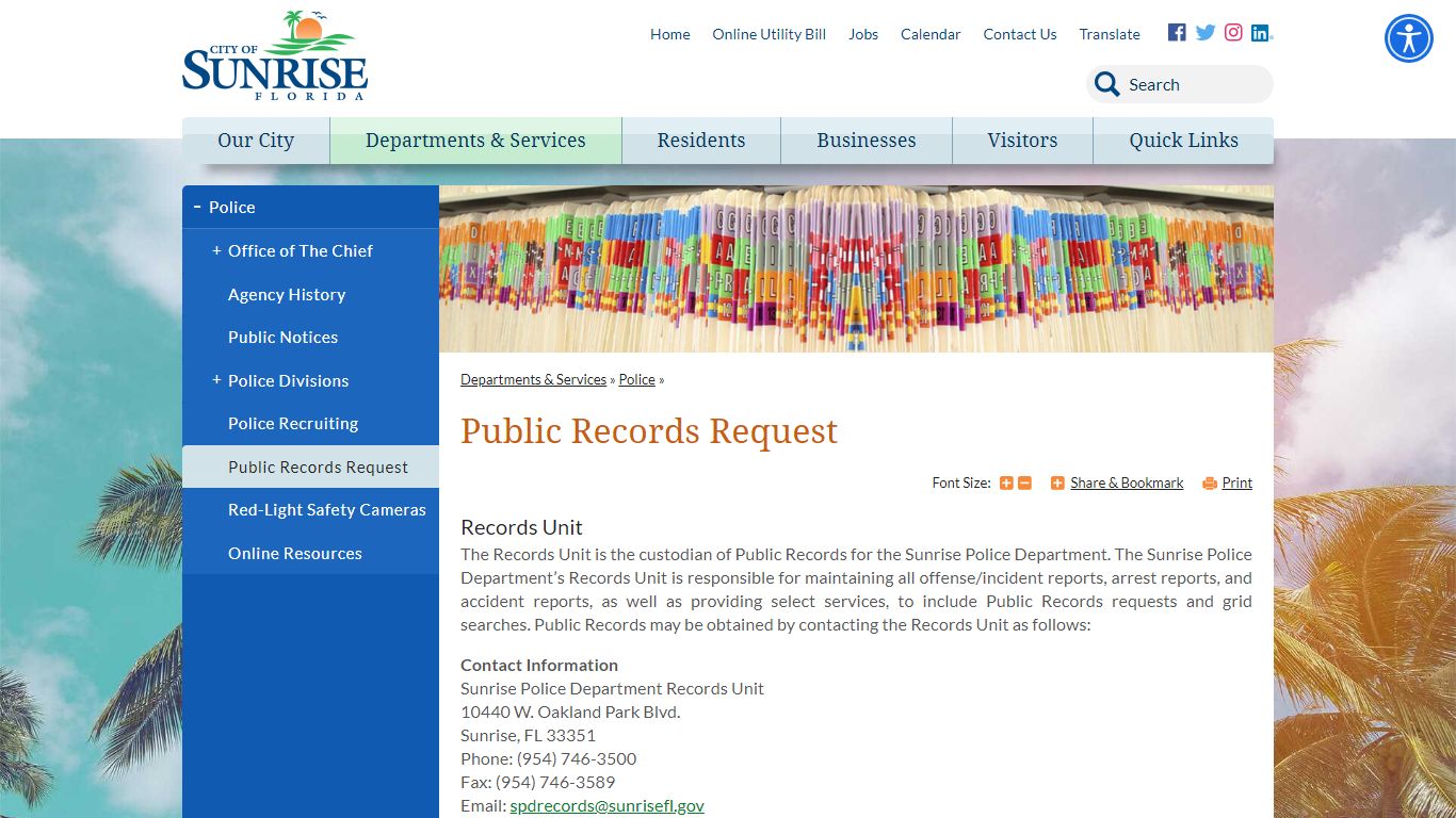 Public Records Request | City of Sunrise, FL