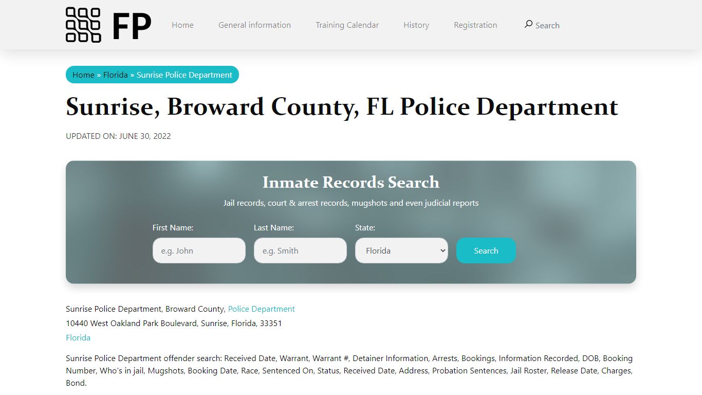 Sunrise, FL Police - City Jail Inmates, Arrests