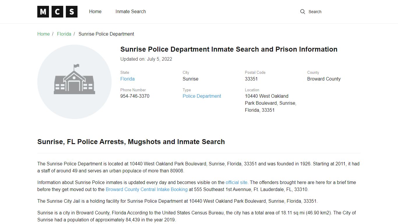 Sunrise, FL Police and Jail Records - madisoncounty-sheriff.com