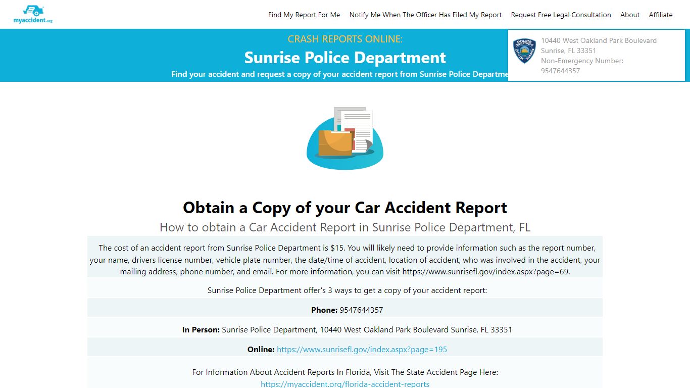 Online Crash Reports for Sunrise Police Department - MyAccident.org